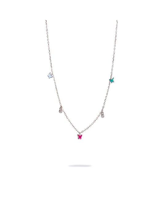 Ebru Jewelry Metallic Butterfly Sterling & Diamond Choker Necklace