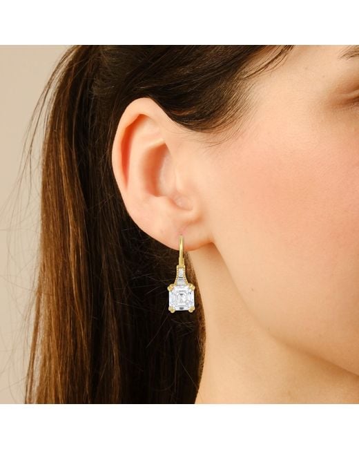Kylie Harper Metallic Vintage Asscher Cut Diamond Cz Leverback Earrings