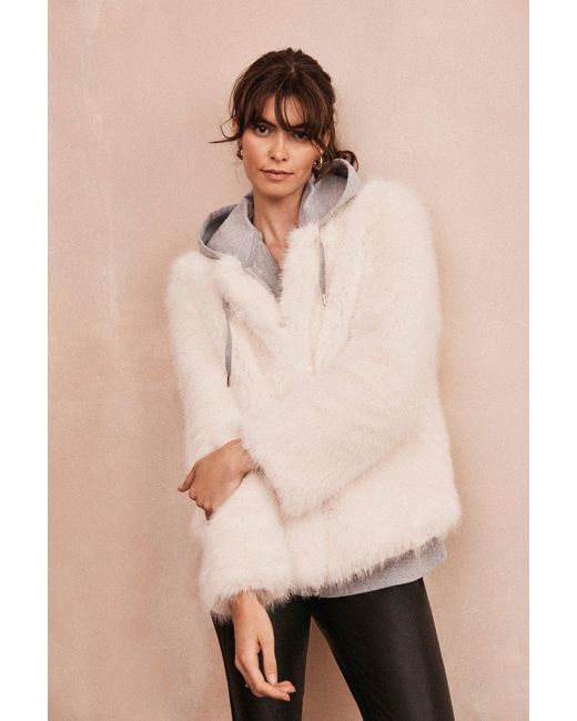 ISSY LONDON White Neutrals Marlene Jacket Vegan Luxe Faux Fur Cream