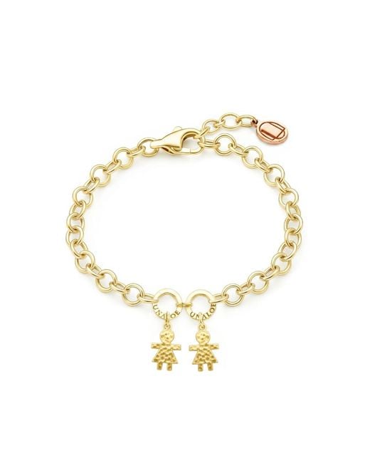 Unaloe Metallic Adjustable Plated Bracelet With Two Charms For Girls