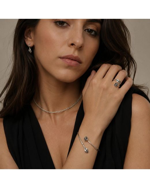Unaloe Metallic Plated Adjustable Rose & Leaf Ring – Open Floral Wrap Ring For Nature Inspired Statement Jewelry