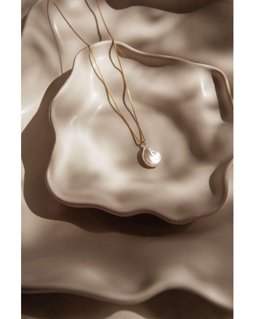 Katy Faye Metallic Moon Pearl Necklace