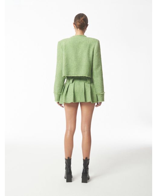 Sour Figs Green Metallic Thread Bouclé Tweed Jacket