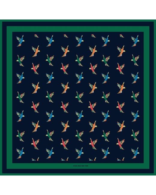 Jessie Zhao New York Blue Freedom Wings Double Sided Silk Scarf