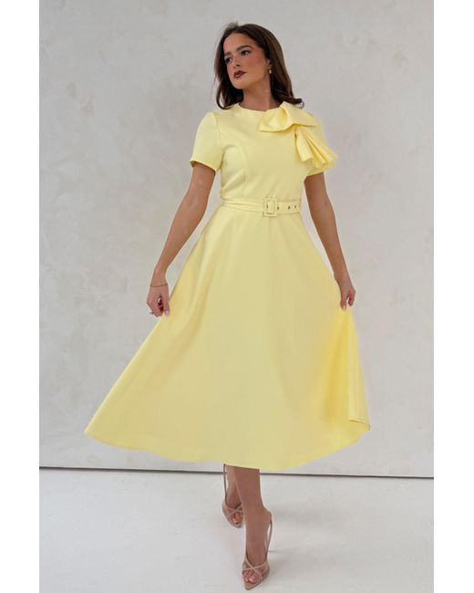 Girl In Mind Yellow Sorelle Belted Midi Dress