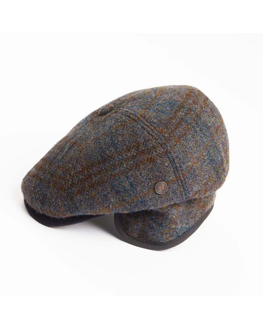 Dasmarca Hats Gray Aaron Harris Tweed Wool Cap With Earflaps for men