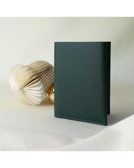 godi. Green Handmade Bifold Leather Wallet for men