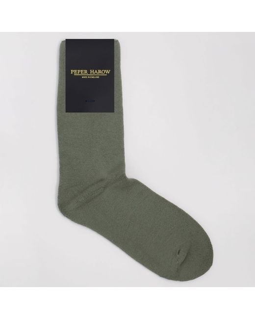 Peper Harow - Made in England Green Plain Bed Socks – for men