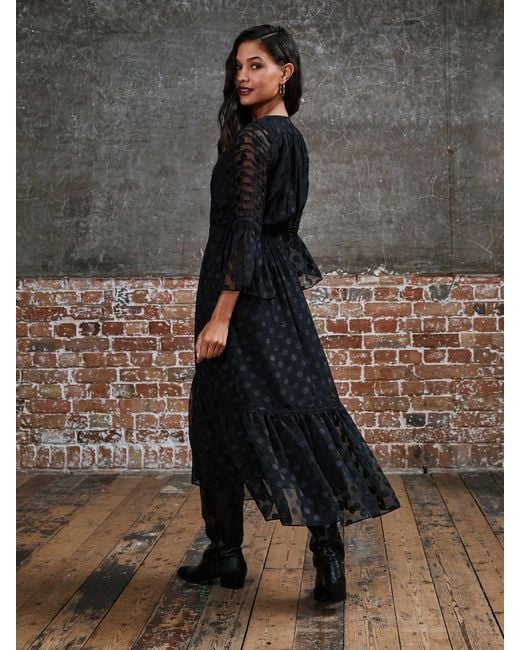Rose & Nancy Black Ivy Polka Dot Midi Dress