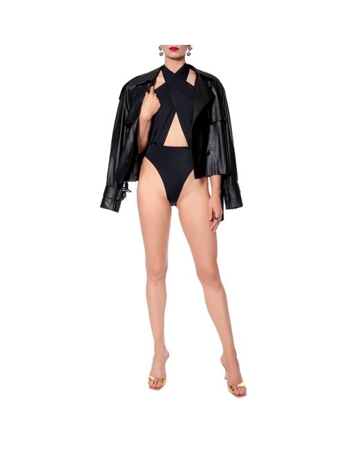 AGGI by HALEWSKI Blue Liv Body Suit With Open Back