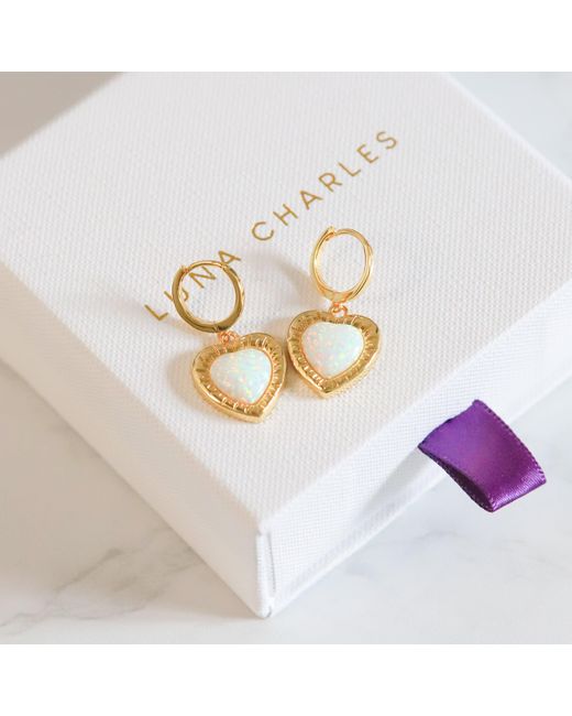 Luna Charles Metallic Adore Opal Heart Huggies