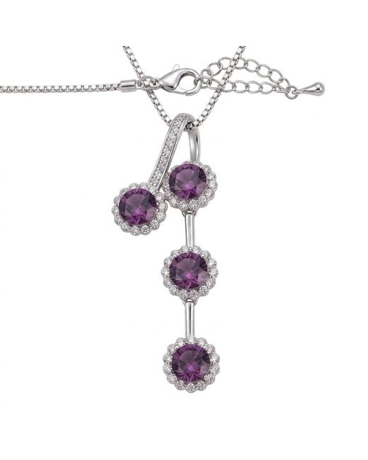 Modenaire Metallic Amethyst Sunflower Crystal Pendant Necklace