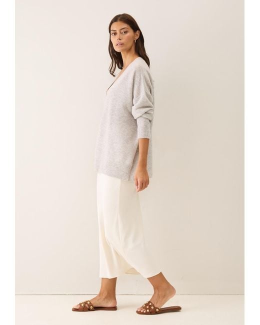 Loop Cashmere Gray Relaxed Lofty V Neck Sweater
