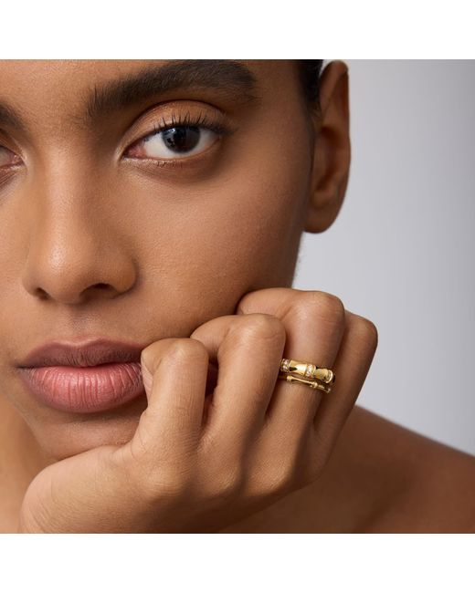 Vanhi White Bamboo Chunky Crystal Ring