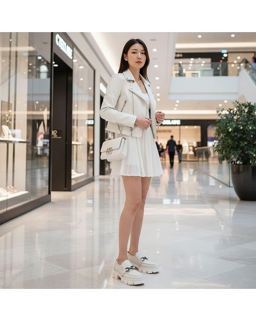 Beautiisoles by Robyn Shreiber Made in Italy White Neutrals Raquel Off- Leather Comfortable Work Evening Lugsole Combat Shootie