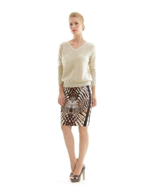 Conquista Multicolor Animal Print Fitted Skirt