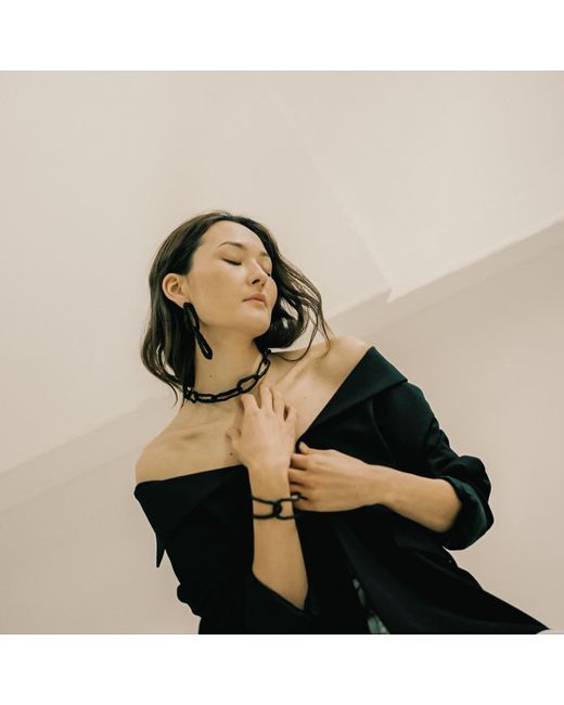WAIWAI Black Link Leather Necklace