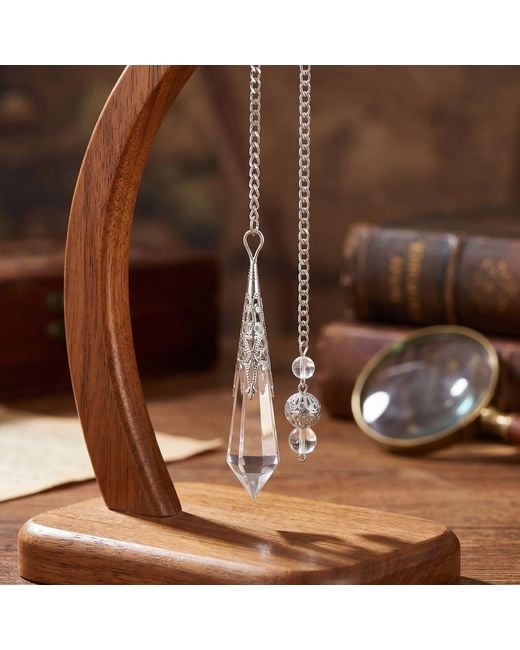 Ormiro Metallic Oracle Of Light Clear Quartz Crystal Pendulum Pendant
