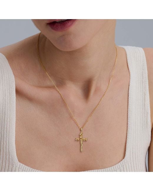 Vanimy Metallic Floral Cross May Lily Of The Valley Birth Flower Necklace