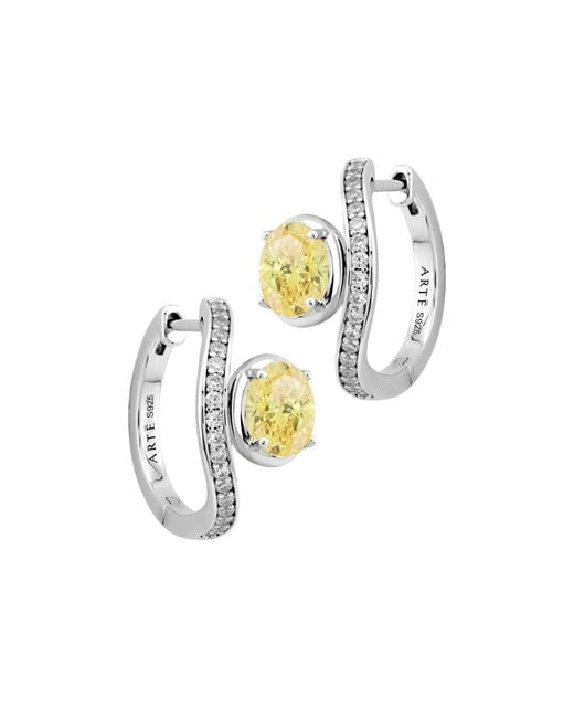 Arte Madrid Metallic Sierra Pavé Contour Hoop Earrings