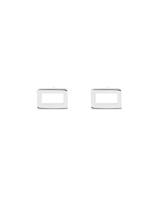Sheida Farrokhi White Rectangle Stud Earrings
