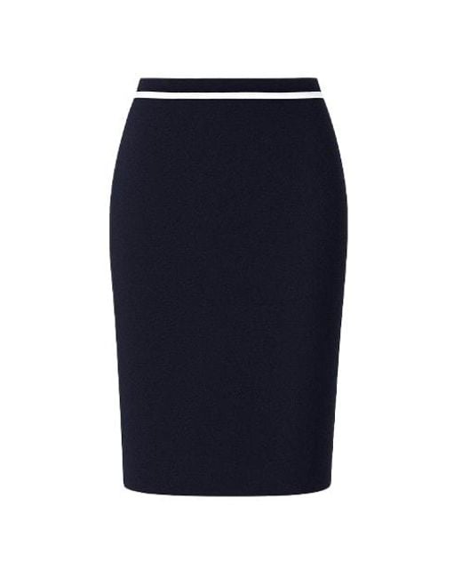Conquista Blue Fitted Pencil Skirt With Contrast Stripe