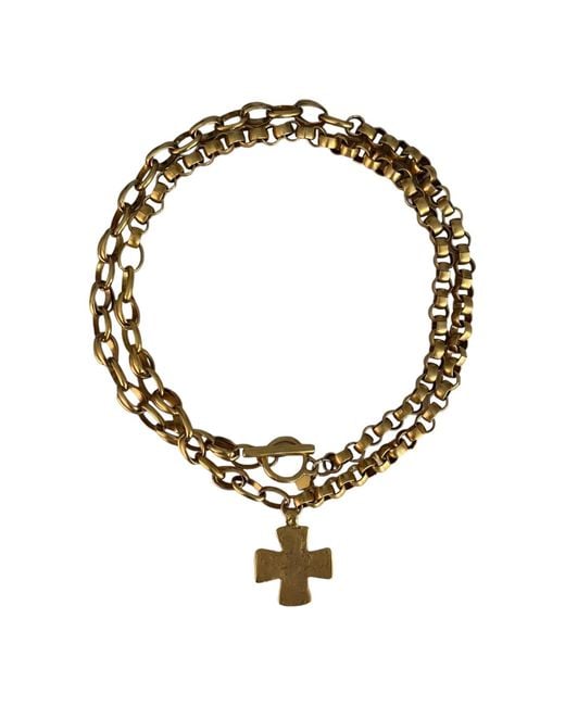 Sccollection Metallic Madonna Chunky Cross Necklace