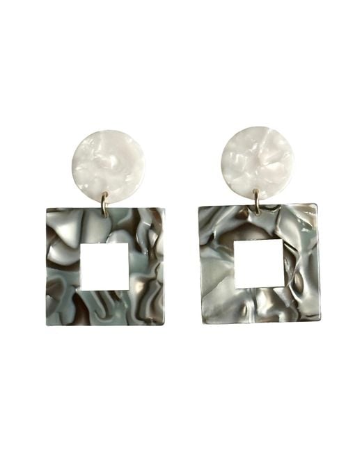CLOSET REHAB Green Small Open Square Drop Earrings