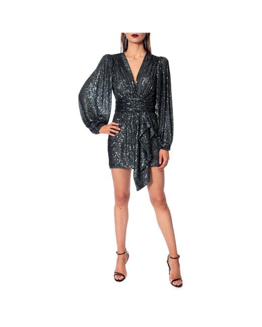 AGGI by HALEWSKI Blue Anastasia Midnight Mini Sequin Dress