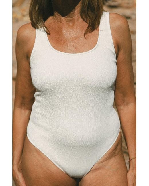 Aqva Swimwear White Neutrals Nude Balmins One-Piece Swimsuit