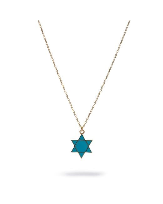 Ebru Jewelry Blue Divine Shield Star Of David Enamel Necklace