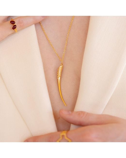 Linda Fiore Metallic Long Necklace With Horn Pendant, Vermeil