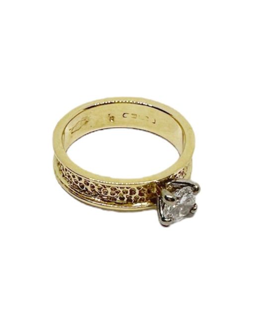 Tg-Jewellery by Tamara Gervasio Metallic Textured Solitaire Diamond Ring One Of A Kind