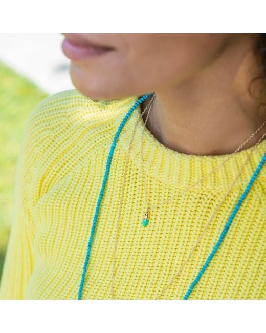 Kris Nations Metallic Chill Pill Enamel Necklace Gold Filled & Turquoise Emamel