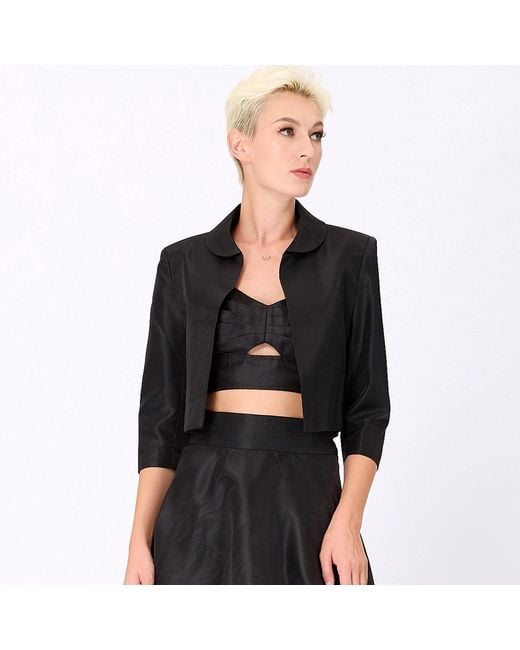 Smart and Joy Blue Taffeta Crop Jacket