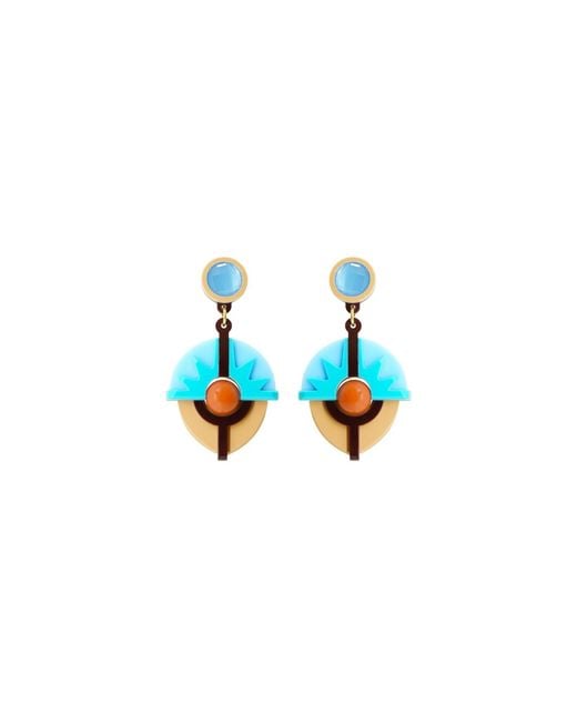 Gissa Bicalho Blue Handmade Acrylic Earring Pendant Alecrim Burgundy