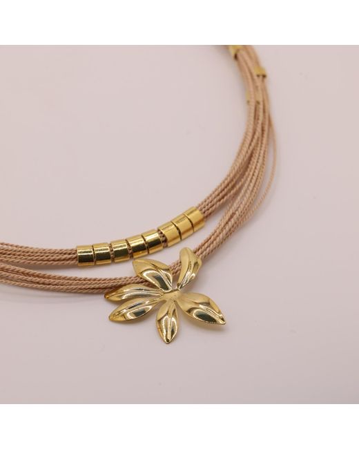 Nart Nature Making Art Metallic Neutrals The Flower Buriti Natural Fiber Necklace