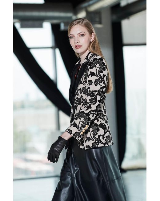 The Extreme Collection Black Neutrals Jacquard Blazer With Velvet Lapel