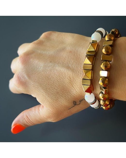 Ebru Jewelry Brown Rose Energy Quartz Bracelet Set