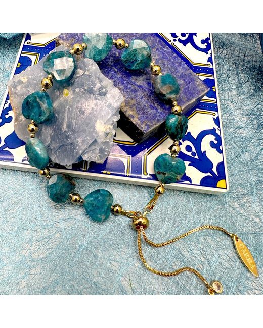 Farra Blue Heart-Shaped Apatite Adjustable Bracelet