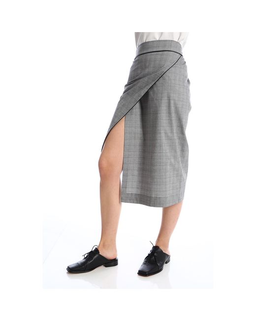 Silvia Serban Gray Checkered Side Over Side Skirt