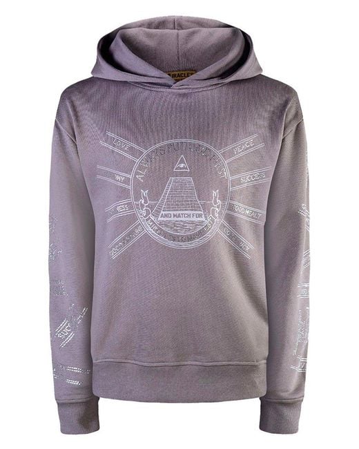 Miracles Manifester Purple God First Affirmation Hoodie With Rhinestone Design