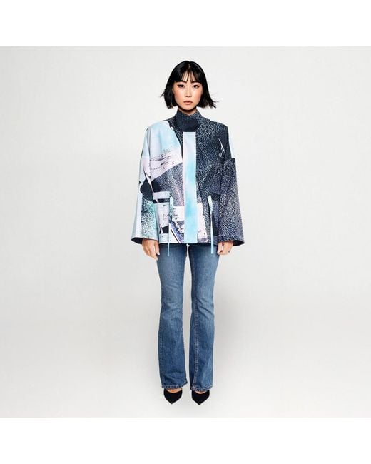 Maxjenny Blue Square Boxy Jacket Print Paint