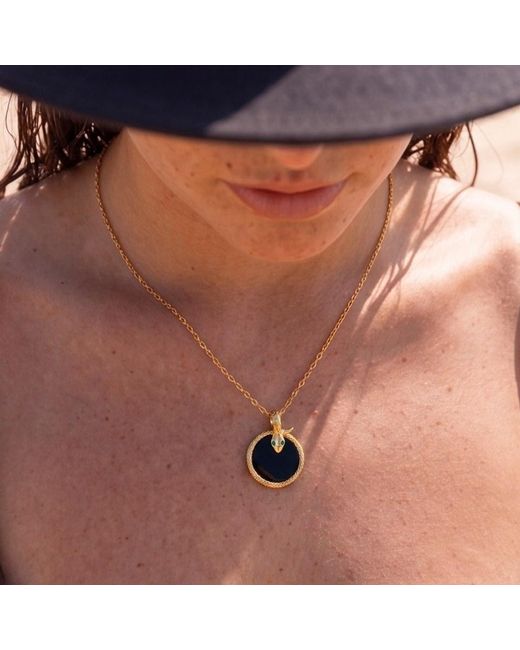 Ormiro Metallic Ouroboros Serpent Onyx Necklace