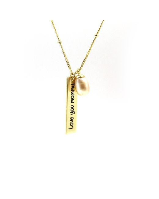 VicStoneNYC Fine Jewelry Metallic Love You Mommy Pearl Solid Necklace