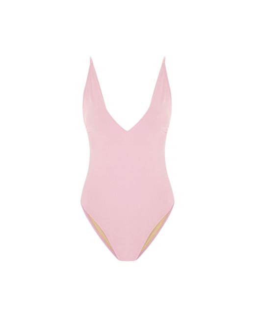 Pcfg Pink The Solar Reflections Low Back V-Neck Swimsuit