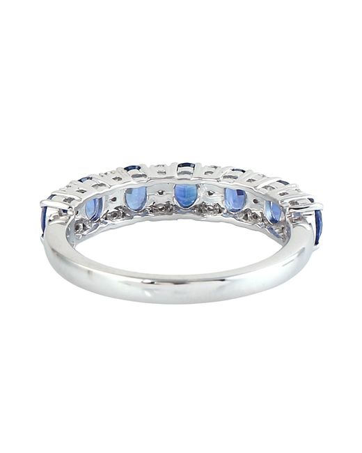 Artisan Blue 18K Oval Sapphire & Diamond Half Eternity Ring