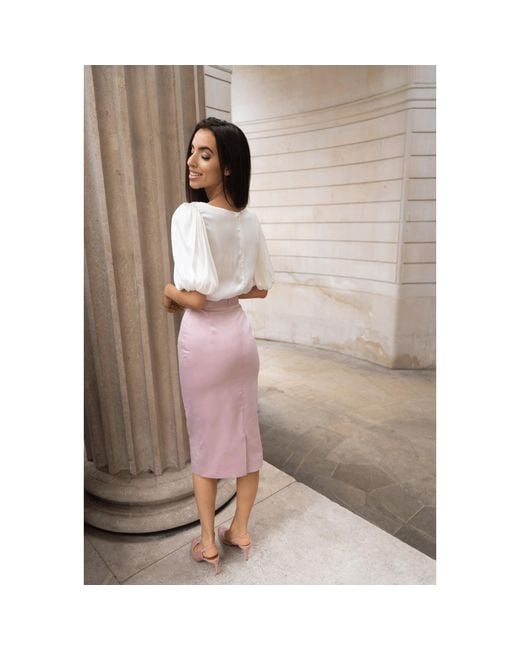 Femponiq White Puff Sleeve Cupro Blouse
