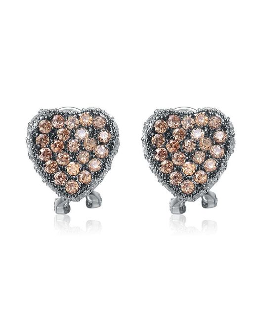 Genevive Jewelry Multicolor Sterling Plated With Cubic Zirconia Pave Heart Earrings