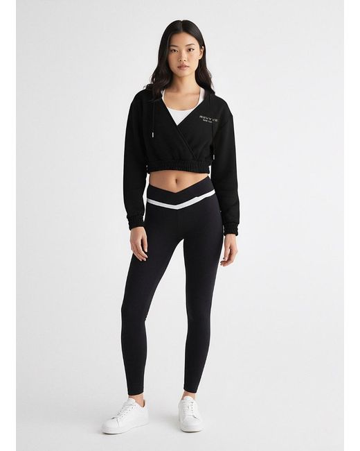 Revyve Active Black Cropped V-Neck Hoodie